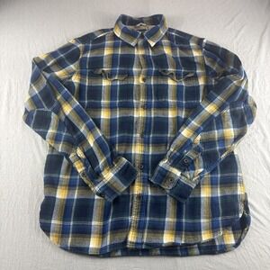 Gap + Pendleton Flannel Mens L Blue Yellow Plaid Long Sleeve Button Up Casual